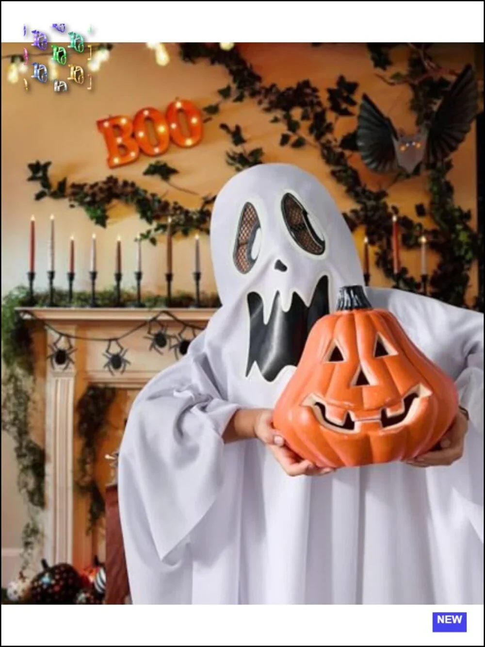 Kids Ghost Halloween Costume Cloak with Glow-in-the-Dark Design